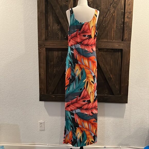 Colorful Print Scoop Neck Sleeveless Bodycon Beach, Long Dress stretches 1XL - Picture 8 of 10
